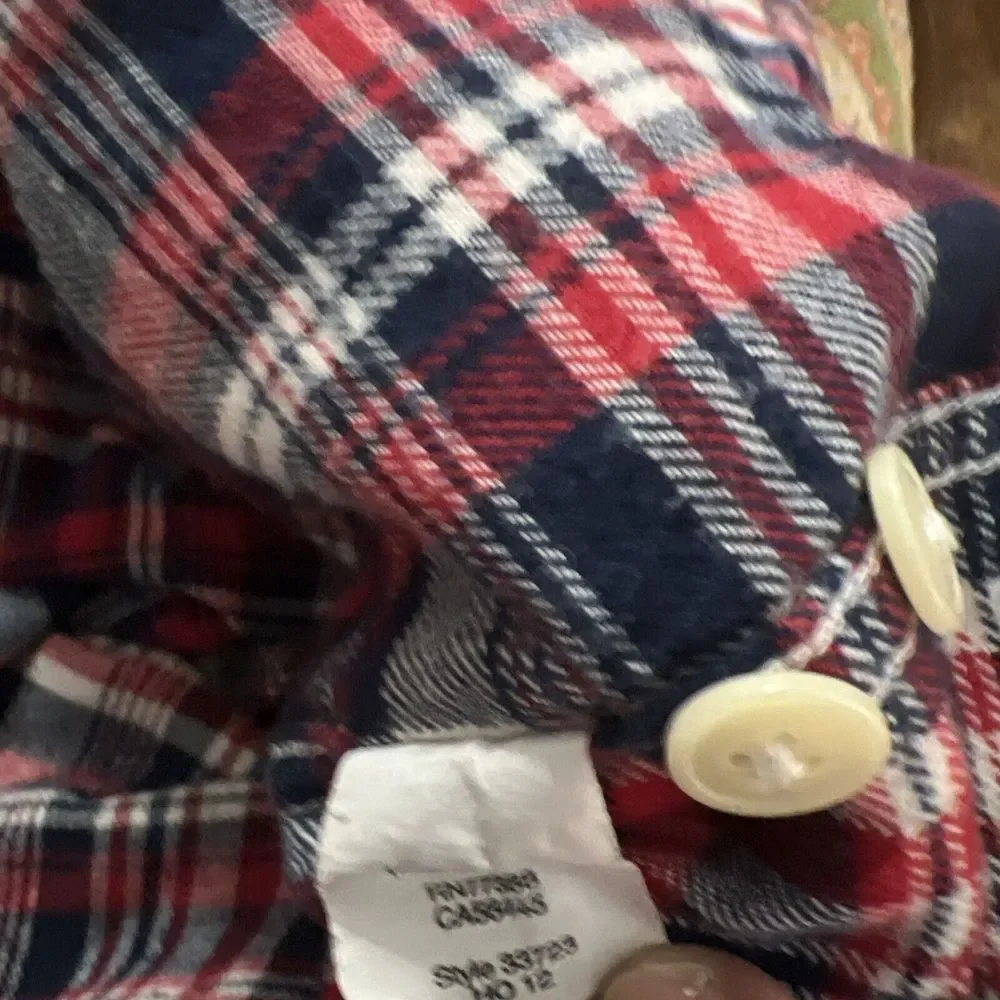 Vintage J Crew Shirt Mens XL Red‎ Blue Plaid Button Up Long Sleeve Flannel